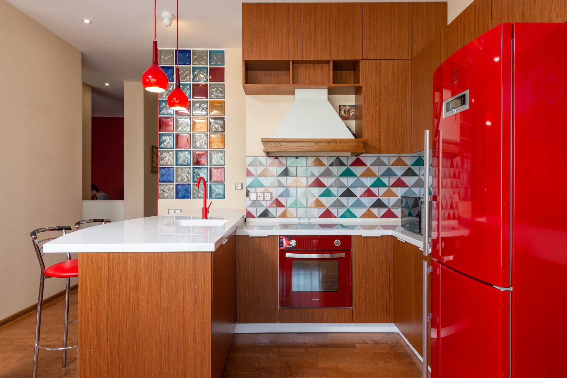 interior of bright kitchen in contemporary flat
